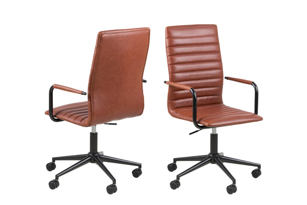 poltrona sedia da ufficio in vera pelle marrone caramello reinterpretazione vitra EA117 EA118 EA119 EA 117 118 119