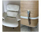 vitra lounge chair & ottoman Charles & e Ray Eames pelle bianco ottico legno noce 