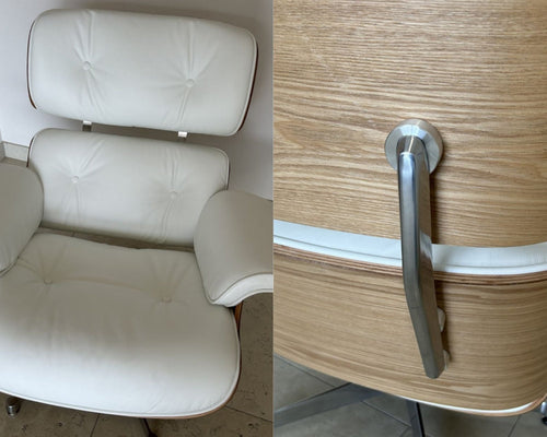 vitra lounge chair & ottoman Charles & e Ray Eames pelle bianco ottico legno noce 