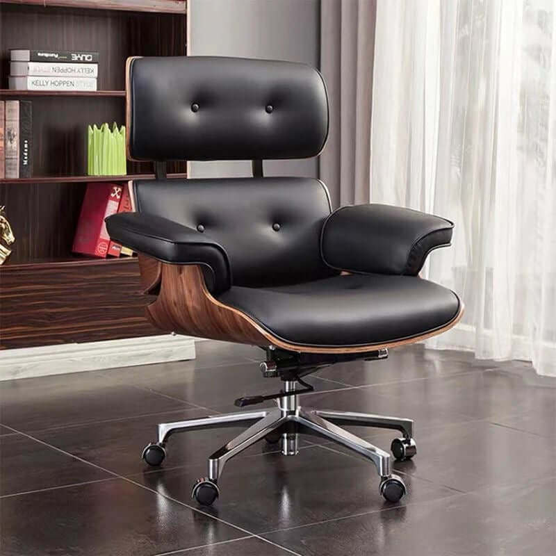 Poltrona eames lounge chair ufficio presidenziale vera pelle e legno palissandro noce vitra 