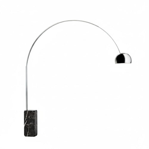 lampada ad arco tipo flos marmo nero design achille castiglioni