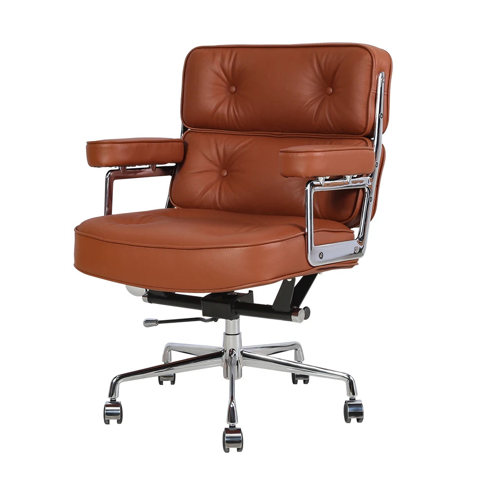 reinterpretazione poltrona presidenziale vitra lobby chair ES104 ES 104 in vera pelle nera marrone testa di moro