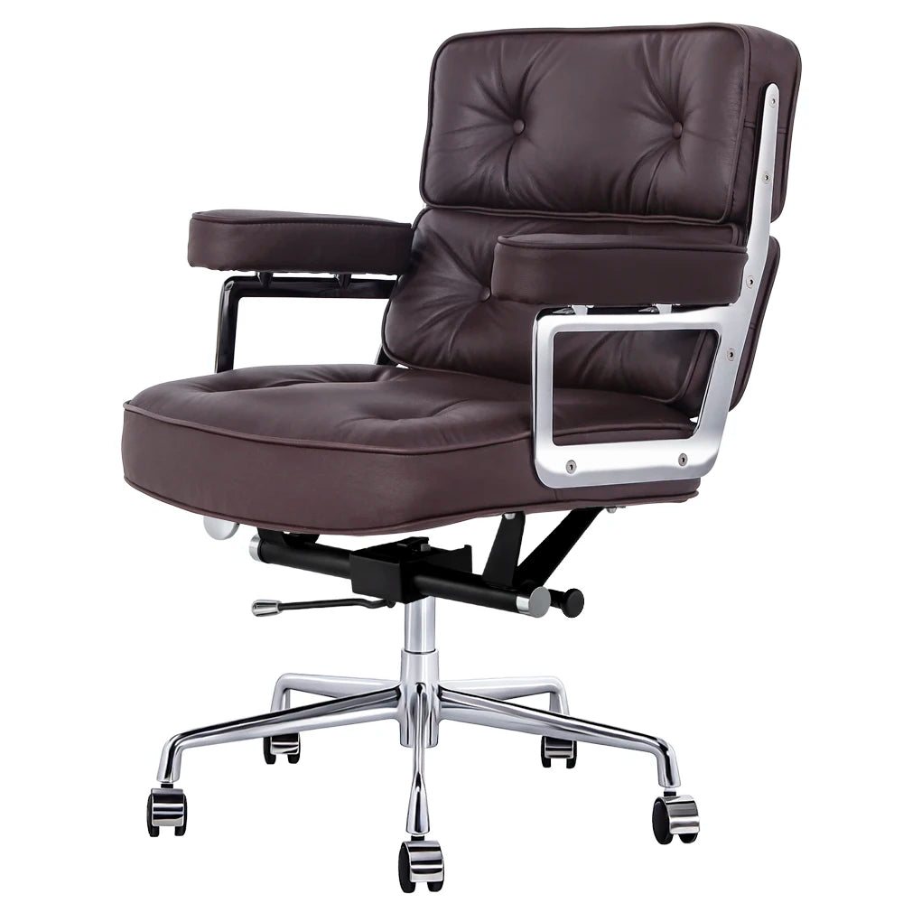 reinterpretazione poltrona presidenziale vitra lobby chair ES104 ES 104 in vera pelle nera marrone testa di moro