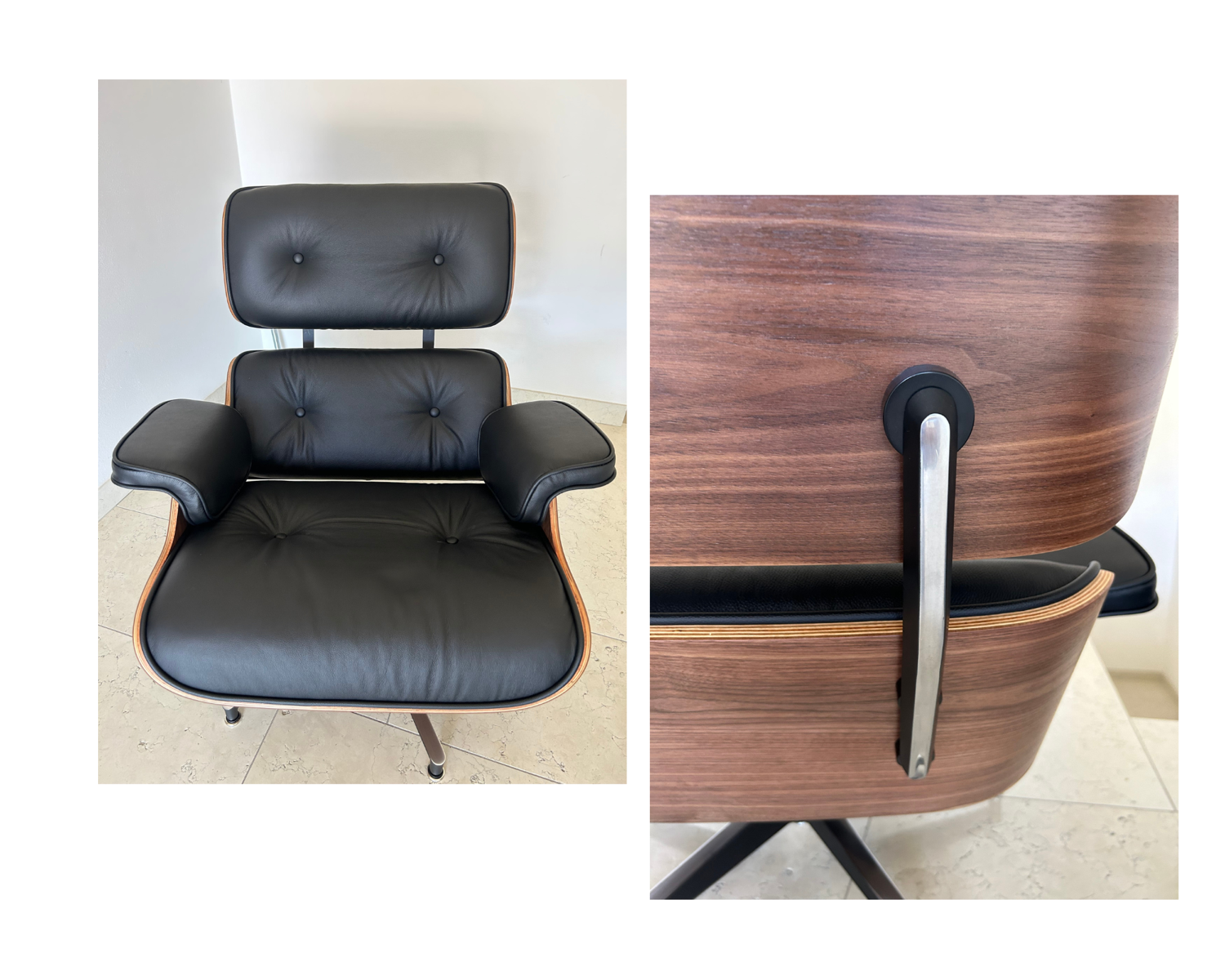 vitra lounge chair & ottoman Charles & e Ray Eames pelle nere legno noce 