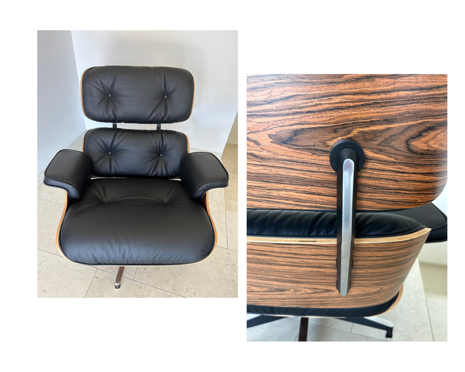 vitra lounge chair & ottoman Charles & e Ray Eames pelle nera legno palissandro 