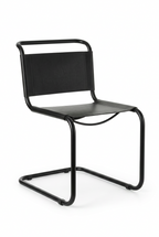 Sedia New Marte – laccato, cuoio nero