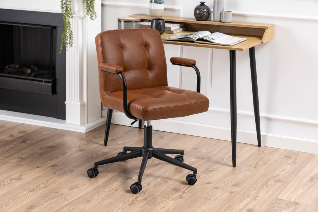 Sedia poltrona da scrivania ufficio Cosmo simile a Vitra ES ES104 ecopelle pu pelle vintage marrone 
